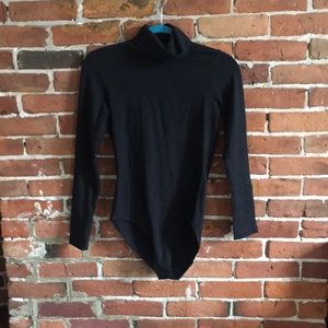 black turtle neck one piece bodysuit